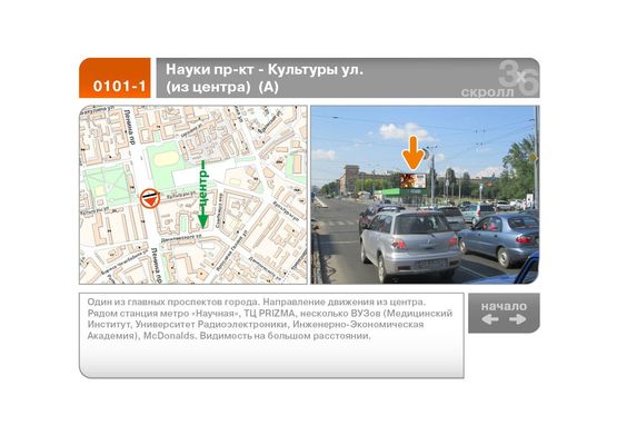 Фото рекламної площини за адресою Науки пр-кт - Культуры ул. (из центра)  (А) Фото рекламної площини за адресою Науки пр-кт - Культуры ул. (из центра)  (А)