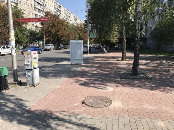 Фото рекламной плоскости по адресу ул.Европейская, на перекрестке с ул.Святошинская