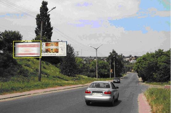 Фото рекламної площини за адресою ул. Героев Танкистов, ГАИ, из центра, к жилмассивам Журавлёвка, Кадлубица, дорога на Житомир (слева)
