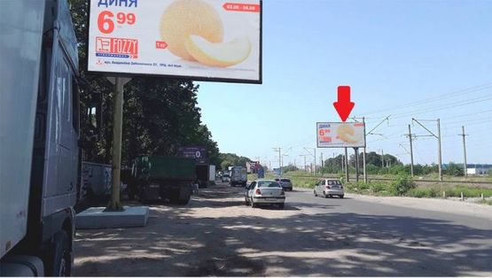 Фото рекламной плоскости по адресу Воздухофлотский просп., под Жулянским мостом в сторону ул.Чорновола(г.Вишневое) справа