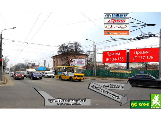 Фото рекламной плоскости по адресу Незалежності-Івасюка (правий)   призма Фото рекламной плоскости по адресу Незалежності-Івасюка (правий)   призма