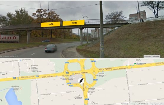 Фото рекламної площини за адресою заезд с Кольцевой от Академмистечка на пр. Победы в сторону центра, левый