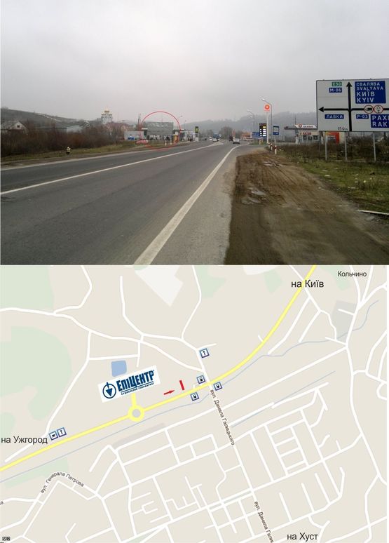 Фото рекламной плоскости по адресу вул. Лавківська (біля "Епіцентра", траса Київ-Чоп, перед колом, в сторону м. Київ)