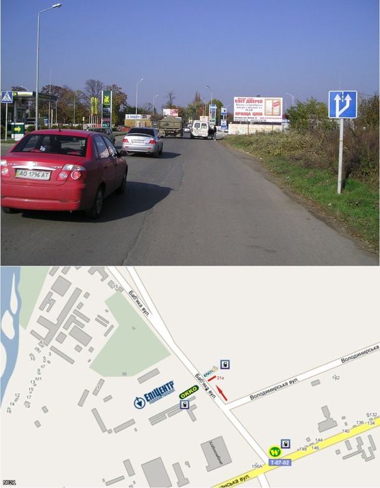 Фото рекламної площини за адресою вул. Бабяка ( "Епіцентр", "Нова Лінія", АЗС "ОККО" "WOG" "БРОМ", Велмарт, перехрестя, інтенсивний рух)