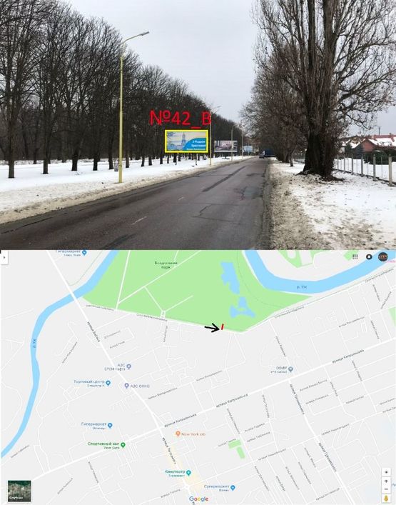 Фото рекламної площини за адресою Словянська Набережна  ( Парк розваг,  "Епіцентр","Нова Лінія", Велмарт, АЗС "ОККО", "WOG","Бром" ,готель"Ужгород", інтенсивний рух)