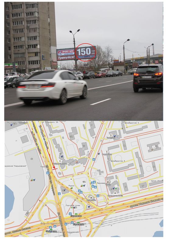 Фото рекламной плоскости по адресу Ревуцького вул. (Декабристів вул., 12/37) права Фото рекламной плоскости по адресу Ревуцького вул. (Декабристів вул., 12/37) права