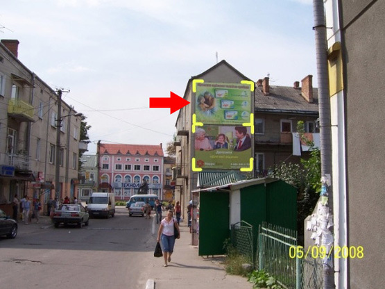 Фото рекламной плоскости по адресу м. Сокаль вул. Тартаківська (центр,  прямо головна площа) 4х3 верхній