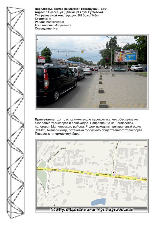 Фото рекламной плоскости по адресу №61 ул.Дальницкая-ул.Бугаевская поворот к СМ Идеал, Фоззи Фото рекламной плоскости по адресу №61 ул.Дальницкая-ул.Бугаевская поворот к СМ Идеал, Фоззи