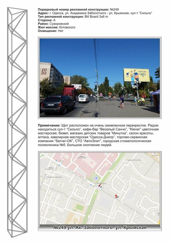 Фото рекламної площини за адресою №249 ул. Заболотного -ул. Крымская, бювет Фото рекламної площини за адресою №249 ул. Заболотного -ул. Крымская, бювет