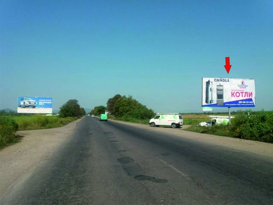 Фото рекламної площини за адресою Виїзд з м. Тячів в сторону м. Хуст, траса мукачево -Рогатин