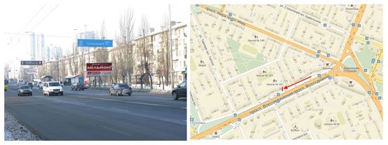 Фото рекламной плоскости по адресу Воз'єднання, 10/1 (у напрямку моста Патона) Фото рекламной плоскости по адресу Воз'єднання, 10/1 (у напрямку моста Патона)