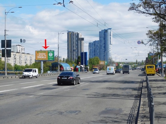 Фото рекламної площини за адресою Воссоединения пр-т, 4-й  от моста Патона, ж/м Русановка, из центра Фото рекламної площини за адресою Воссоединения пр-т, 4-й  от моста Патона, ж/м Русановка, из центра