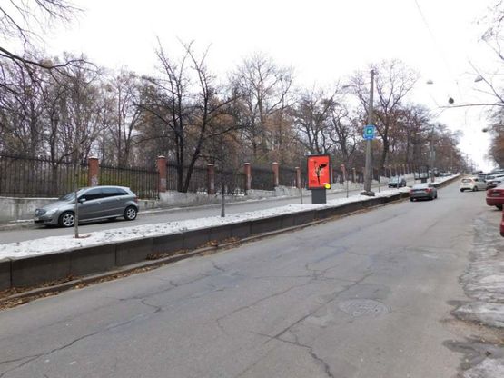 Фото рекламной плоскости по адресу Толстого Льва ул. 25 на распределительной полосе