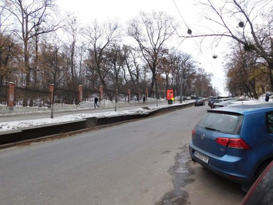 Фото рекламной плоскости по адресу Толстого Льва ул. 25 на распределительной полосе