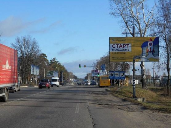 Фото рекламной плоскости по адресу м.Буча, траса М07, км 30+150 ліво,  вул. Нове Шосе- вул. Депутатська, ТК Варшавський, ЖК "Буча-Квартал"