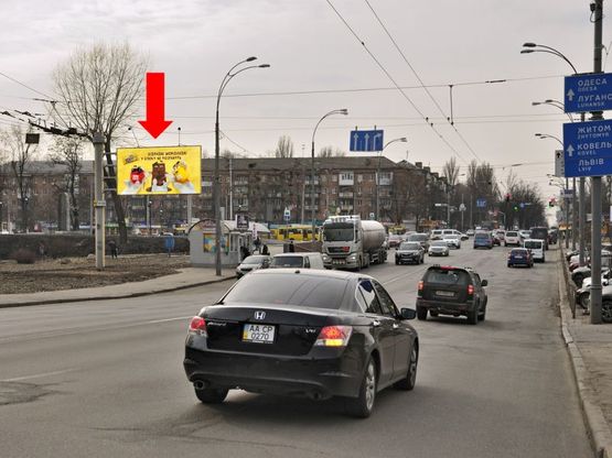 Фото рекламної площини за адресою Мельникова ул. / Телиги ул., ст. м. "Дорогожичи", из центра