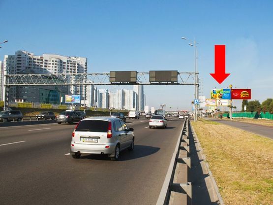 Фото рекламной плоскости по адресу Бажана пр., перед ст. м. "Осокорки", 300м до выезда на Днепровскую Набережную, в центр, левый