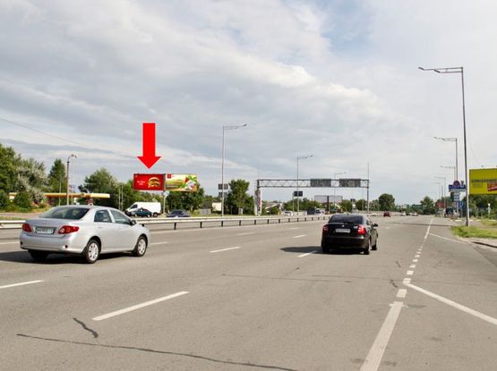 Фото рекламной плоскости по адресу Столичное шоссе, за мостом по Заболотного ул., выезд в сторону Конче-Заспы, левый