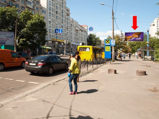 Фото рекламной плоскости по адресу Мельникова ул., 36/ 1 / Пугачева ул., возле КИМО, в сторону ст. м. "Дорогожичи"