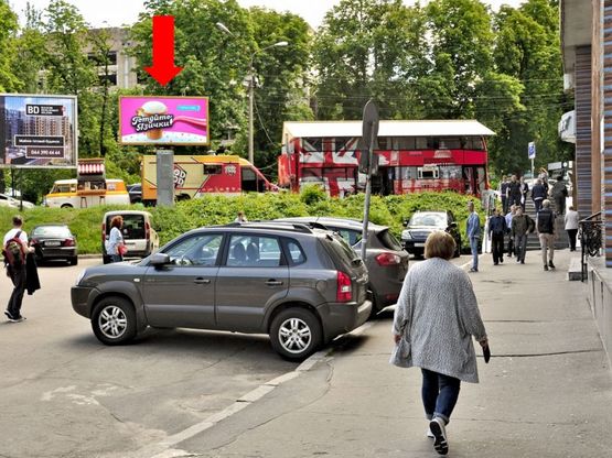 Фото рекламної площини за адресою Сечевых Стрельцов ул. (бывш. Артема ул.), 1/ 5, Львовская пл., заезд на Бульварно-Кудрявская ул. (бывш. Воровского ул.), в сторону Б. Житомирская ул.