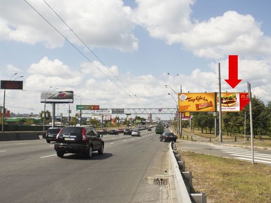 Фото рекламної площини за адресою Бандеры пр. (бывш. Московский пр.), выезд с Героев Сталинграда пр., в сторону ст. м. "Почайна" (бывш. ст. м. "Петровка"), правый