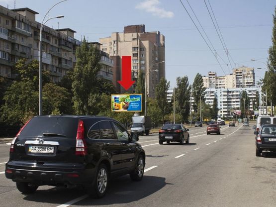 Фото рекламної площини за адресою Архипенка ул. (бывш. Залки ул.), 4, возле супермаркета "Сильпо", в сторону Иорданская ул. (бывш. Гавро ул.), ст. м. "Оболонь"