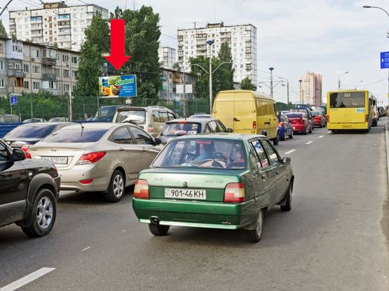 Фото рекламної площини за адресою Курбаса пр. / Королева ул., возле рынка "Колибрис", в сторону Кольцевая дорога