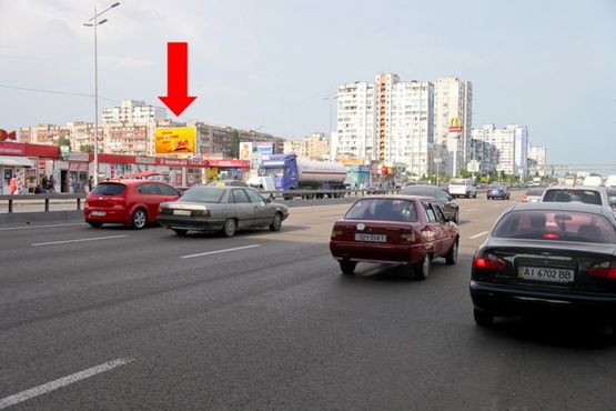 Фото рекламной плоскости по адресу Бажана пр., ст. м. "Харьковская", выезд из города