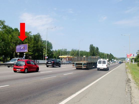 Фото рекламної площини за адресою Столичное шоссе / Пироговский путь ул. (бывш. Краснознаменная ул.), возле АЗС "Shell", в центр