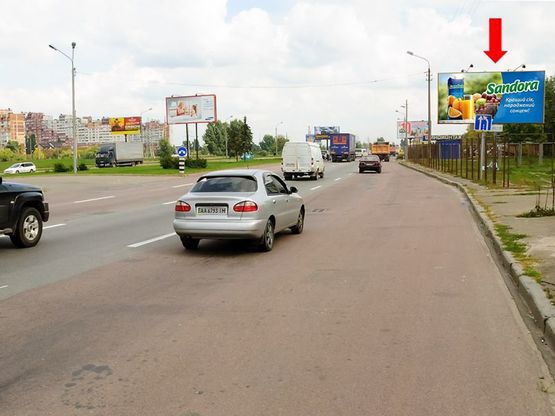 Фото рекламной плоскости по адресу Ватутина пр., 26, в сторону рынка "ж/ м "Троещина"", Братиславская ул.