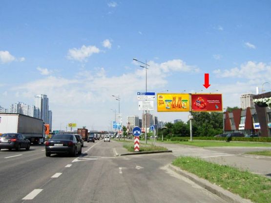 Фото рекламної площини за адресою Бажана пр., 100м до заезда на Днепровская Набережная, в сторону мост Южный, правая