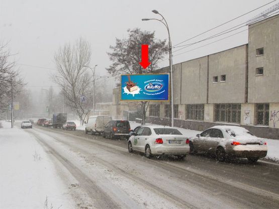 Фото рекламной плоскости по адресу Индустриальный пер., 2, заезд с ул. Борщаговской в сторону ул. Вадима Гетьмана