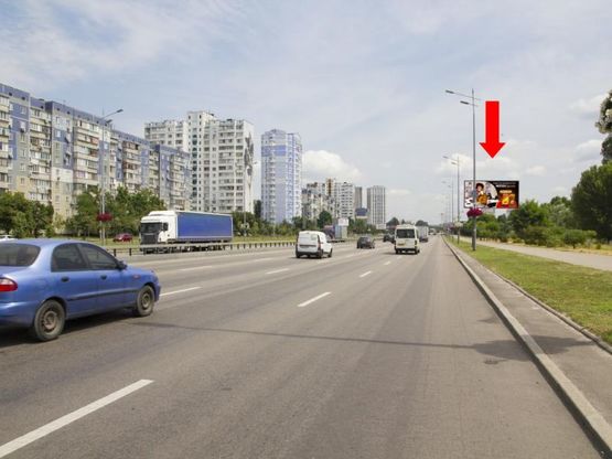 Фото рекламной плоскости по адресу Бажана пр., 5 В, напротив, в сторону пл. Харьковской