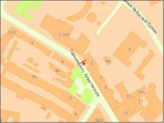 Схема рекламної площини за адресою Городецкого ул., 5 Схема рекламної площини за адресою Городецкого ул., 5