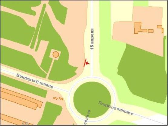 Схема рекламной плоскости по адресу Бандеры Ст ул / Протасевича ул, левый, из центра Схема рекламной плоскости по адресу Бандеры Ст ул / Протасевича ул, левый, из центра