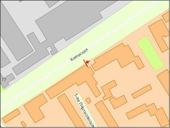 Схема рекламної площини за адресою Киевская ул, 102, в центр