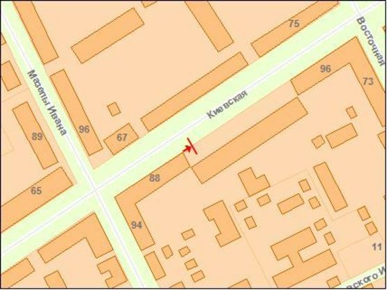 Схема рекламної площини за адресою Киевская ул, 94, из центра