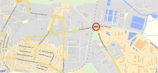 Схема рекламної площини за адресою Пластова вул. Схема рекламної площини за адресою Пластова вул.