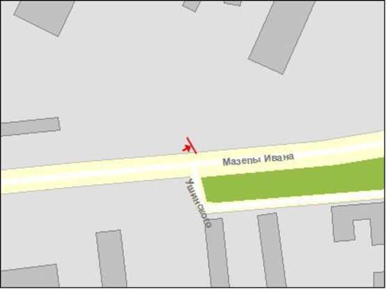 Схема рекламной плоскости по адресу Ивана Мазепы ул./Ушинского ул.