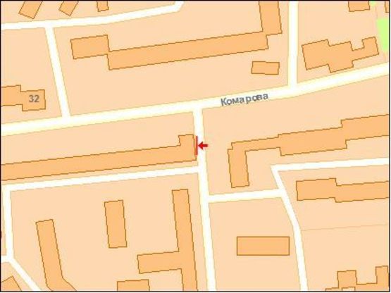 Схема рекламной плоскости по адресу Комарова ул, 33, нижний, в центр Схема рекламной плоскости по адресу Комарова ул, 33, нижний, в центр