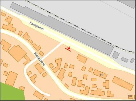 Схема рекламной плоскости по адресу Гагарина ул, напротив входа в Ж/Д вокзал, третий справа