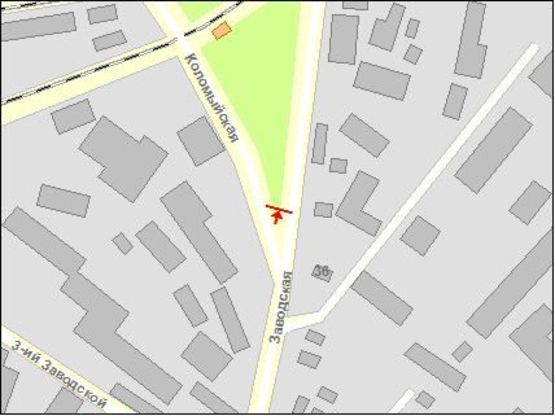 Схема рекламной плоскости по адресу Заводская ул / Коломыйская ул, правый, из центра Схема рекламной плоскости по адресу Заводская ул / Коломыйская ул, правый, из центра