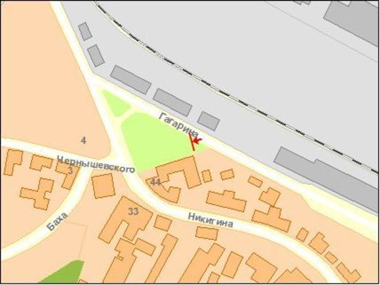 Схема рекламной плоскости по адресу Гагарина ул, 27, из центра Схема рекламной плоскости по адресу Гагарина ул, 27, из центра