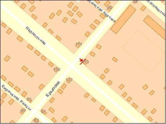 Схема рекламной плоскости по адресу Ильина ул. / Крылова ул.