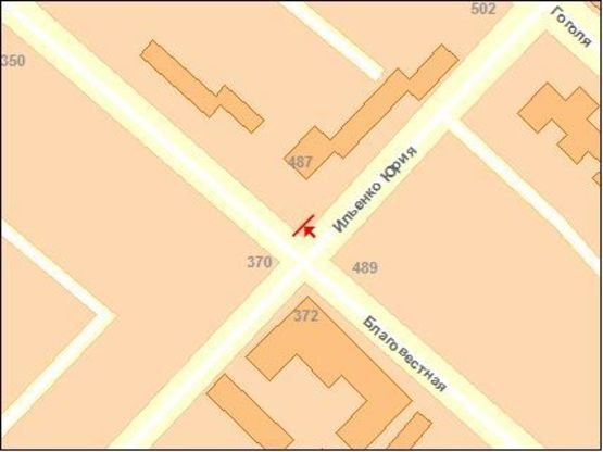 Схема рекламної площини за адресою Благовистная ул. / Горького ул.