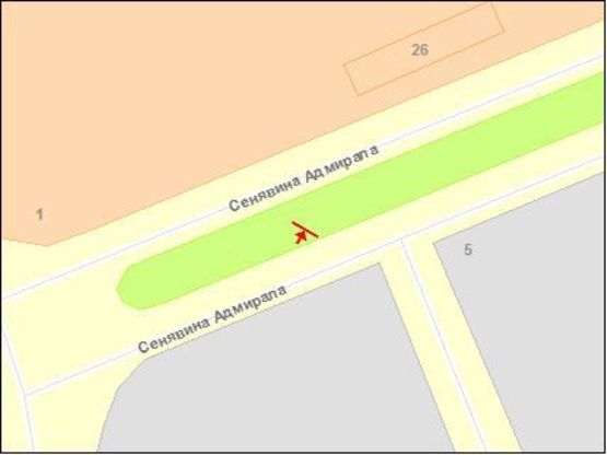 Схема рекламной плоскости по адресу Сенявина пр., из центра, левый !!! Размер 2960х5960 мм !!!