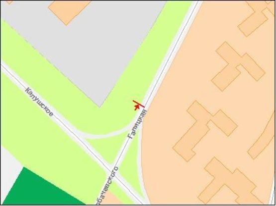 Схема рекламної площини за адресою Галицкая ул., Радио-завод „ВО Карпаты”, въезд со Львова, в центр !!! Размер 2800х5970 мм !!!