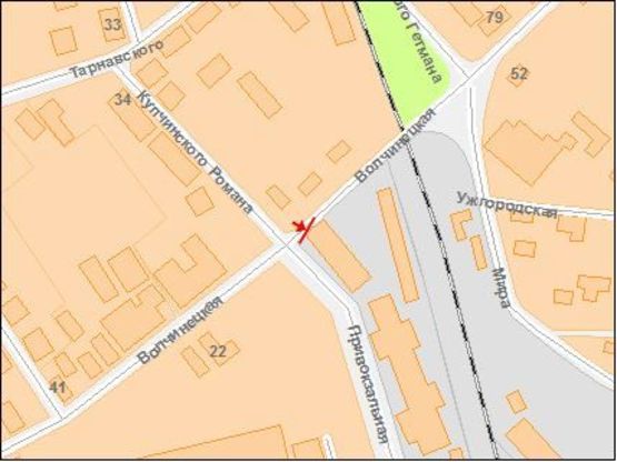 Схема рекламной плоскости по адресу Привокзальная пл,  торец Вокзала на ул Вовчинецкую, нижний