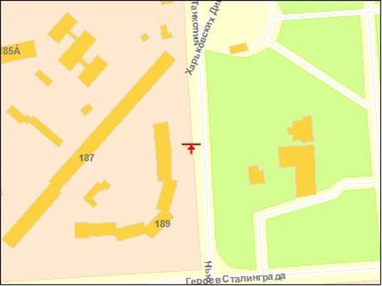 Схема рекламної площини за адресою Харьковских Дивизий ул. 189 Схема рекламної площини за адресою Харьковских Дивизий ул. 189