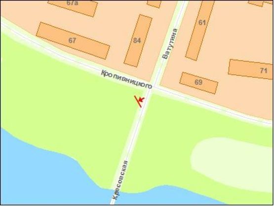 Схема рекламної площини за адресою КРЭСовская ул, мост через реку Саксагань, к центру